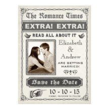 Vintage Zeitungs-Save the Date Einladung
