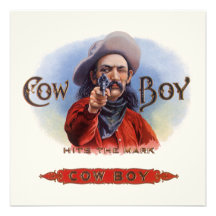 Vintage Zigarren-Aufkleber-Kunst, Cowboy schlägt d Individuelle Ankündigungskarte