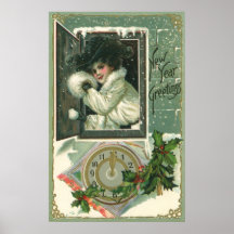 Vintagen neuen Jahres Posterdruck