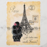 Vintager Art-Schwarz-Pudel-Eiffel-Turm-Druck Personalisierte Flyer