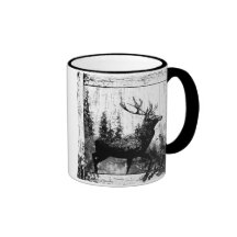 Vintager Blick Hirsch in Schwarzweiss, Rotwild-Tie Haferl