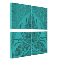Vintager Blumenblatt-aquamariner ausgedehnter Lein Gespannter Galerie Druck