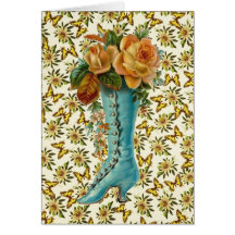Vintager Blumenstiefel Karten