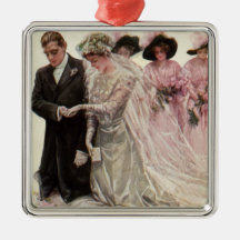 Vintager Braut-Bräutigam, viktorianische Hochzeits Weihnachtsbaum Ornamente