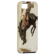 Vintager Cowboy auf einem sträubenden Bronco-Pferd iPhone 5 Schutzhüllen