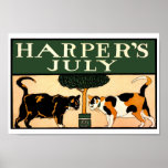 Vintager Edward Penfield, 2 Katzen, Harpers klein Posterdrucke