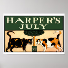 Vintager Edward Penfield, 2 Katzen, Harpers klein Posterdrucke