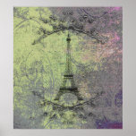 Vintager Eiffel-Turm Plakatdruck