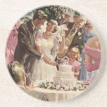 Vintager Empfangs-Braut-Bräutigam-Jungvermählten-S Untersetzer