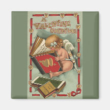 Vintager Engel des Valentines Tages, Amor-Lesebuch Magnete
