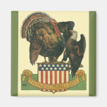 Vintager Erntedank die Türkei, Adler, Amercan Flag Kühlschrankmagnet