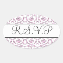 Vintager florentinischer Damast (Rosa) (Hochzeit) Aufkleber