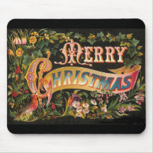Vintager frohe Weihnacht-Blumen-Entwurf Mauspads