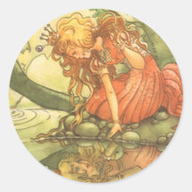 Vintager Frosch-Prinz; Prinzessin und ihre Reflexi Sticker