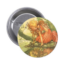 Vintager Frosch-Prinz; Prinzessin und ihre Reflexi Anstecknadelbuttons