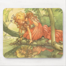 Vintager Frosch-Prinz; Prinzessin und ihre Reflexi Mousepad