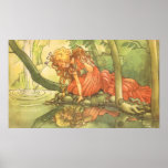 Vintager Frosch-Prinz; Prinzessin und ihre Reflexi Posterdruck