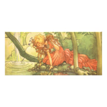 Vintager Frosch-Prinz; Prinzessin und ihre Reflexi Kartendruck