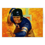 Vintager Fußball, Quarterback, der mit Ball läuft Grußkarte