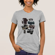 Vintager Grunge-Retro Kamera-Mode Tshirt