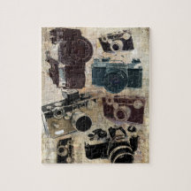 Vintager Grunge-Retro Kamera-Muster Foto Puzzle
