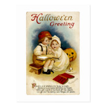 Vintager Halloween-Gruß Postkarte