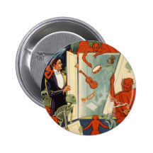 Vintager Halloween-Magier und gespenstische magisc Button