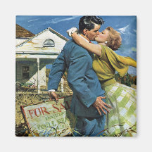 Vintager Jungvermählten-Kauf-erstes Haus; Wir zieh Magnete