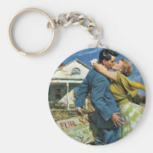 Vintager Jungvermählten-Kauf-erstes Haus; Wir zieh Schlüsselbänder