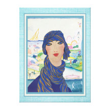 Vintager Kunst-Deko-Frauen-Athlet Galerie Faltleinwand