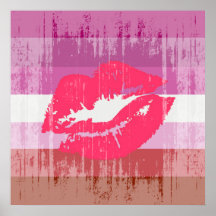 Vintager Lippenstift-Lesben-Stolz Plakatdruck