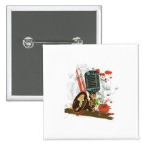 Vintager Mikrofonvektor des Grunge Anstecknadelbutton