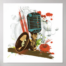 Vintager Mikrofonvektor des Grunge Plakatdruck