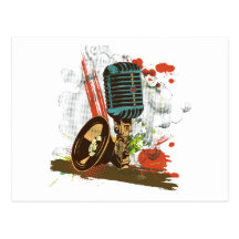 Vintager Mikrofonvektor des Grunge Postkarte