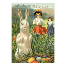Vintager Osterhase und Eier; Glückliches Eastertid Ankündigung