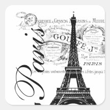 Vintager Paris- u. Eiffel-Turm-Aufkleber