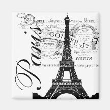 Vintager Paris- u. Eiffel-Turm-Aufkleber Kühlschrankmagnete