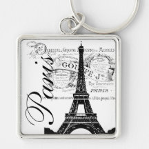 Vintager Paris- u. Eiffel-Turm-Aufkleber Schlüsselbänder