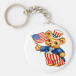 Vintager patriotischer Bär Keychain Schlüsselband