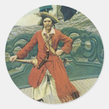 Vintager Pirat; Kapitän Keitt durch Howard Pyle Runder Sticker