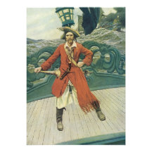 Vintager Pirat; Kapitän Keitt durch Howard Pyle Einladungskarte