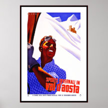 Vintager Plakat-Druck Invernali Val d'Aosta Italie