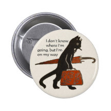 Vintager reisender schwarze Katzen-runder KnopfPin Buttons