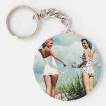 Vintager Retro Frauen-60er, der Strand-Mädchen sur Schlüsselband