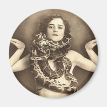 Vintager Retro Frauensideshow-Schlangen-Charmeur Magnete
