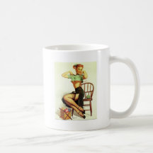 Vintager retro Gil Elvgren, der Pin herauf Mädchen Tee Haferl