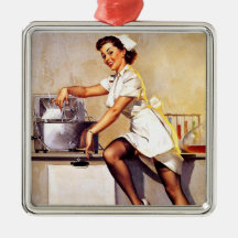 Vintager Retro Gil Elvgren KrankenschwesterPin her Weinachtsornamente