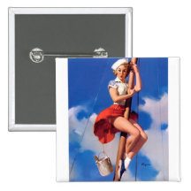 Vintager Retro Gil Elvgren Pin herauf Mädchen Button