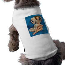 Vintager Retro Gil Elvgren Pin herauf Mädchen Hund Tshirt