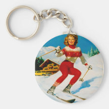 Vintager Retro Gil Elvgren Pin herauf Mädchen Schlüsselbänder